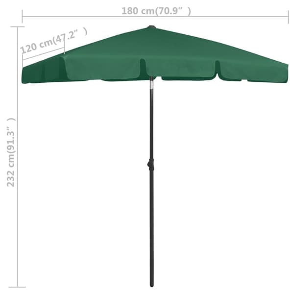 vidaXL Strandparasoll grønn 180x120 cm
