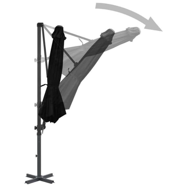 vidaXL Aurinkovarjo cantilever alumiinitolpalla 300 cm musta