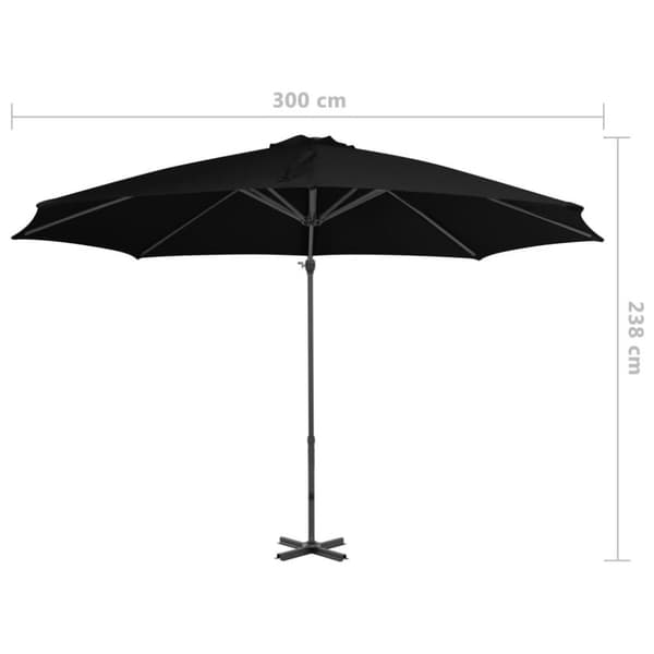vidaXL Aurinkovarjo cantilever alumiinitolpalla 300 cm musta