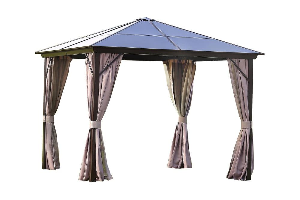 SUNSETIA Paviljong 300x300x267 cm Polykarbonattak Brun/Beige