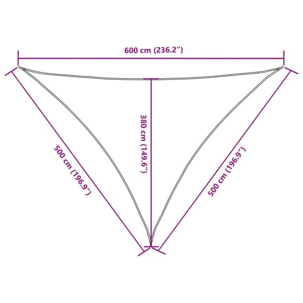 vidaXL Aurinkopurje Oxford-kangas kolmio 5x5x6 m musta
