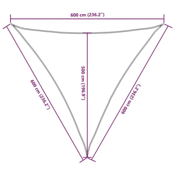 vidaXL Solseil oxfordstoff trekantet 6x6x6 m svart