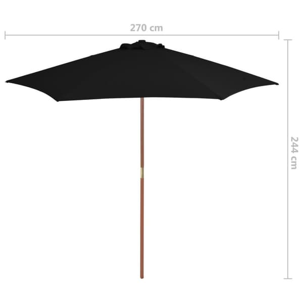 vidaXL Hageparasoll med trestang svart 270 cm
