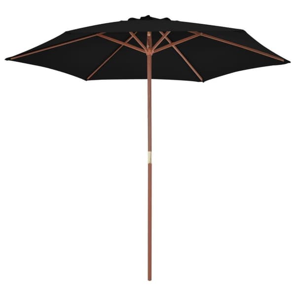 vidaXL parasol 270 cm træstang sort