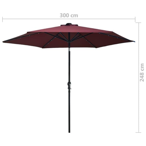 vidaXL Aurinkovarjo LED-valot terästanko 300 cm viininpunainen