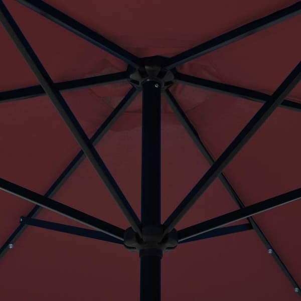 vidaXL Aurinkovarjo LED-valot terästanko 300 cm viininpunainen