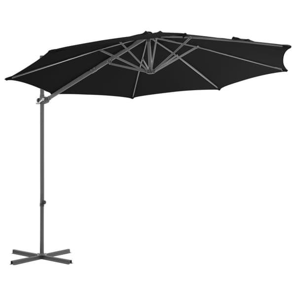 vidaXL Aurinkovarjo cantilever terästolpalla 300 cm musta