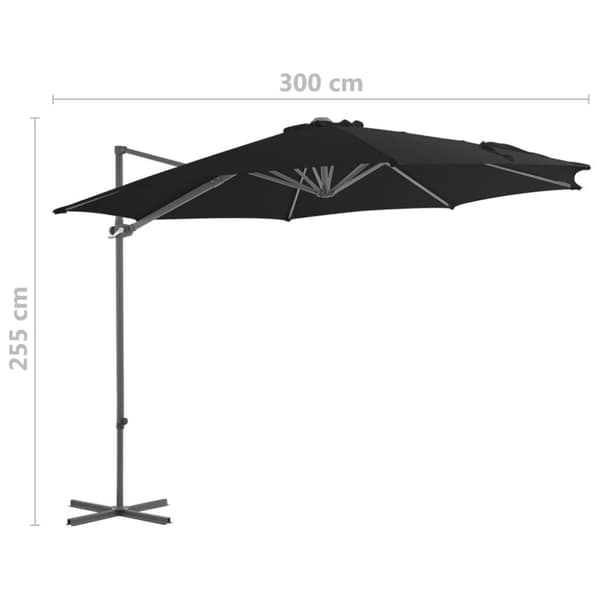 vidaXL Aurinkovarjo cantilever terästolpalla 300 cm musta