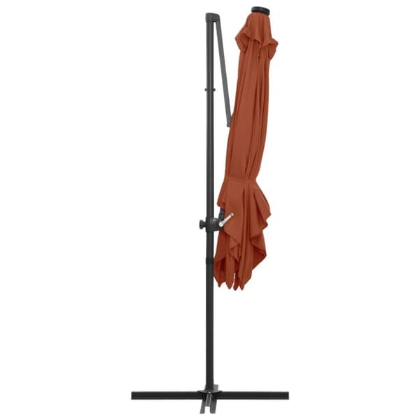 vidaXL Aurinkovarjo cantilever LED-valoilla 250x250 cm terrakotta