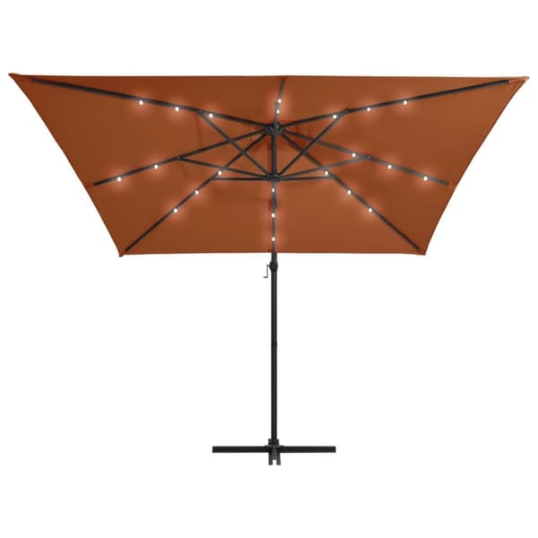 vidaXL Hengende hageparasoll med LED-lys terrakotta 250x250 cm