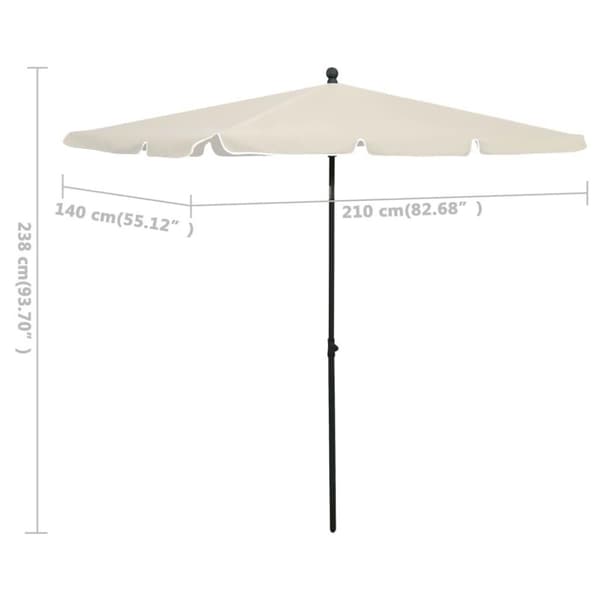 vidaXL Parasoll med stång 210x140 cm sand