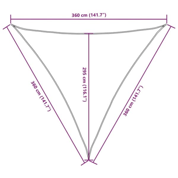 vidaXL Aurinkopurje Oxford-kangas kolmio 3,6x3,6x3,6 m valkoinen