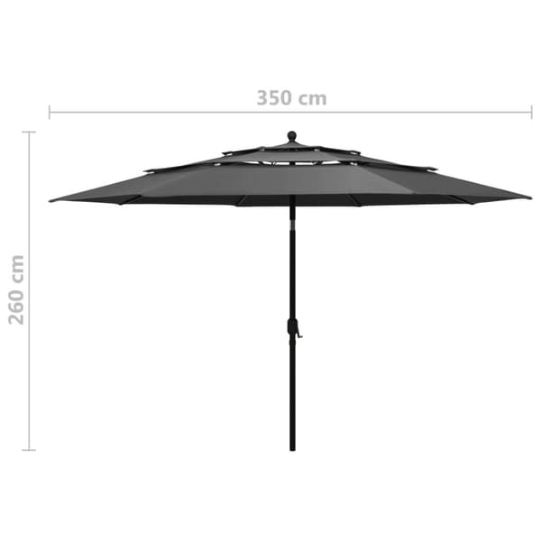 vidaXL parasol med aluminiumsstang 3,5 m 3 niveauer antracitgrå