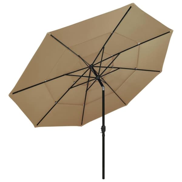 vidaXL parasol med aluminiumsstang 3,5 m 3 niveauer gråbrun