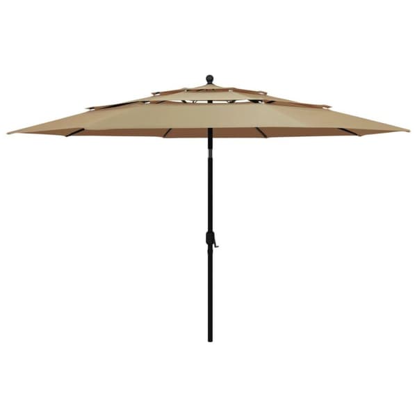 vidaXL parasol med aluminiumsstang 3,5 m 3 niveauer gråbrun