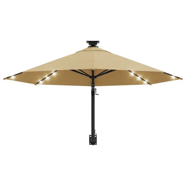 vidaXL Aurinkovarjo seinäkiinnitettävä LED-valoilla 300 cm taupe