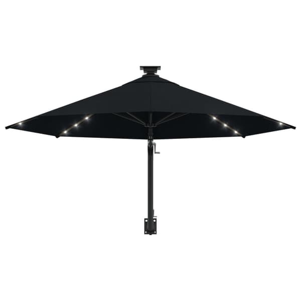 vidaXL Aurinkovarjo seinäkiinnitettävä LED-valoilla 300 cm musta