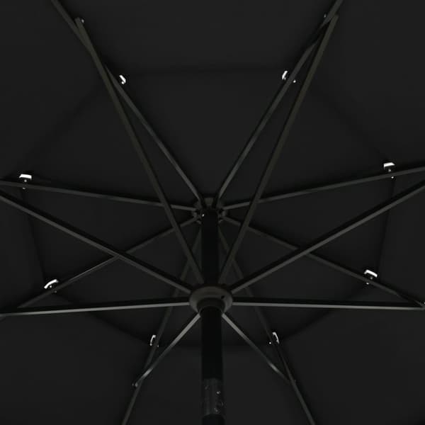 vidaXL parasol med aluminiumsstang 3,5 m 3 niveauer sort