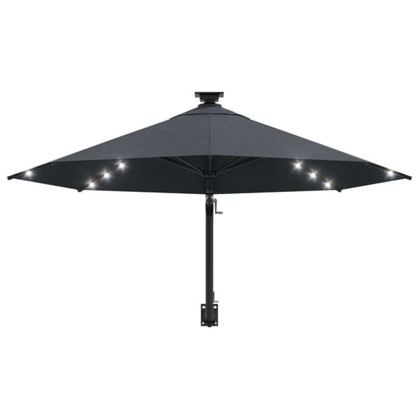 vidaXL Vegghengt hageparasoll med LED 300 cm antrasitt