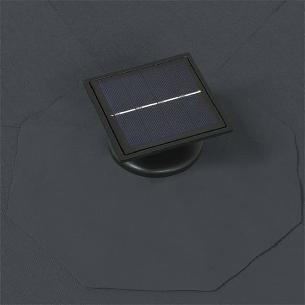 vidaXL Vegghengt hageparasoll med LED 300 cm antrasitt