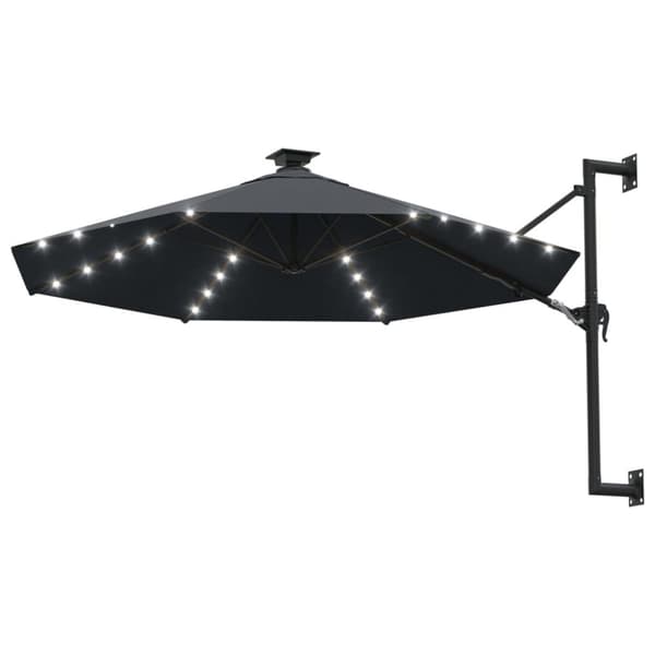 vidaXL Vegghengt hageparasoll med LED 300 cm antrasitt