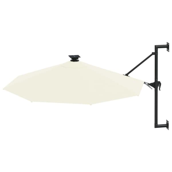 vidaXL væghængt parasol med LED metalstang 300 cm sandfarvet