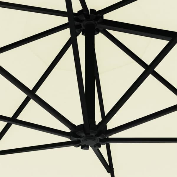 vidaXL væghængt parasol med LED metalstang 300 cm sandfarvet