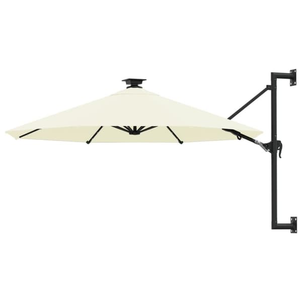vidaXL væghængt parasol med LED metalstang 300 cm sandfarvet vidaXL væghængt parasol med LED metalstang 300 cm sandfarvet