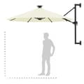 Miniatyrbild 10 av 10: vidaXL Väggmonterat parasoll med LED och metallstång 300 cm sandfärgad