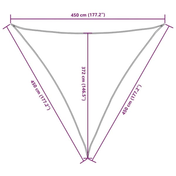 vidaXL Solseil oxfordstoff trekantet 4,5x4,5x4,5 m brun