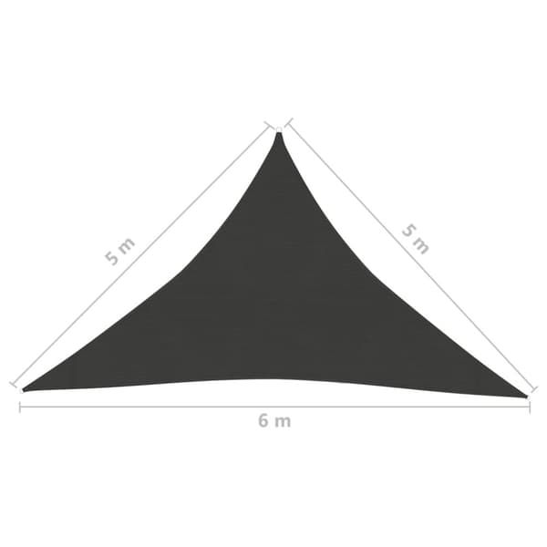 vidaXL solsejl 5x5x6 m 160 g/m² HDPE antracitgrå