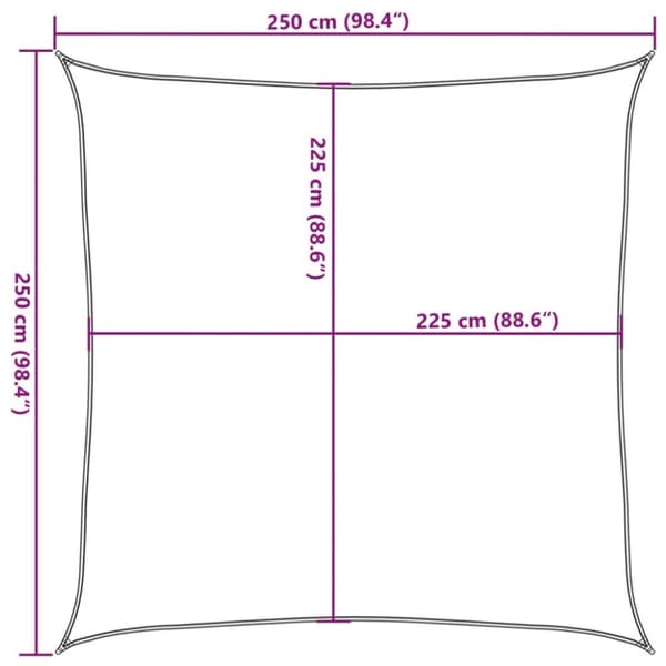 vidaXL Solseil 160 g/m² gul 2,5x2,5 m HDPE