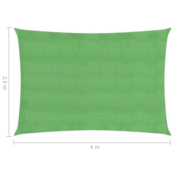 vidaXL solsejl 2,5x4 m 160 g/m² HDPE lysegrøn