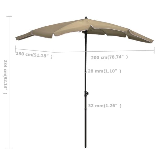vidaXL Parasoll med stång 200x130 cm taupe