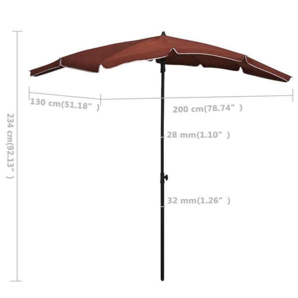 vidaXL Parasoll med stång 200x130 cm terrakotta