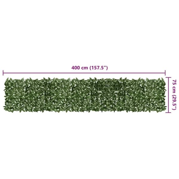 vidaXL altanafskærmning 400x75 cm mørkegrønne blade