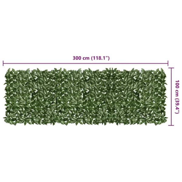 vidaXL Balkongskjerm med mørkegrønne blader 300x100 cm