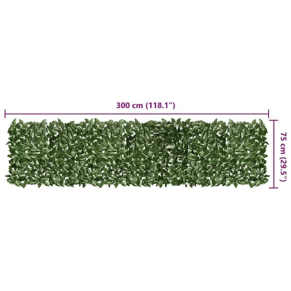 vidaXL altanafskærmning 300x75 cm mørkegrønne blade