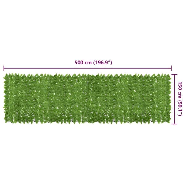 vidaXL Parvekkeen suoja vihreillä lehdillä 500x150 cm