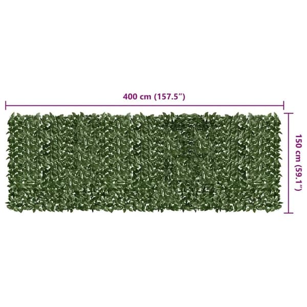vidaXL Parvekkeen suoja tummanvihreillä lehdillä 400x150 cm