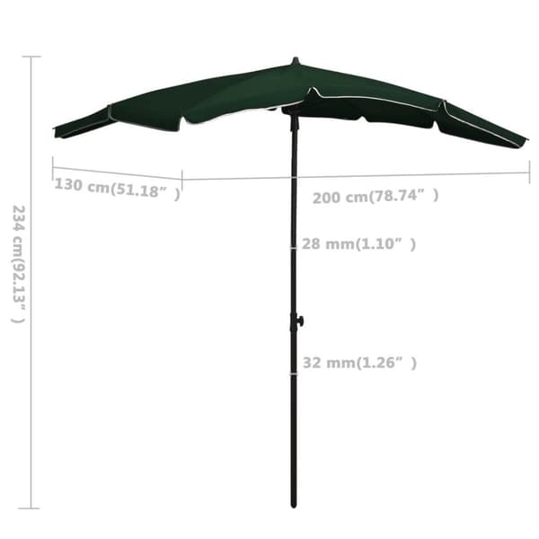 vidaXL Hageparasoll med stang 200x130 cm grønn