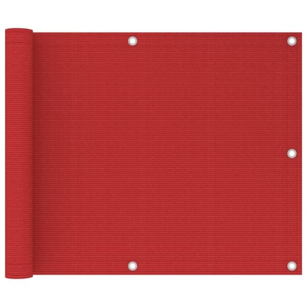 vidaXL Balkongskärm röd 75x300 cm HDPE
