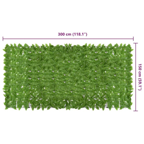vidaXL Balkongskjerm med grønne blader 300x150 cm