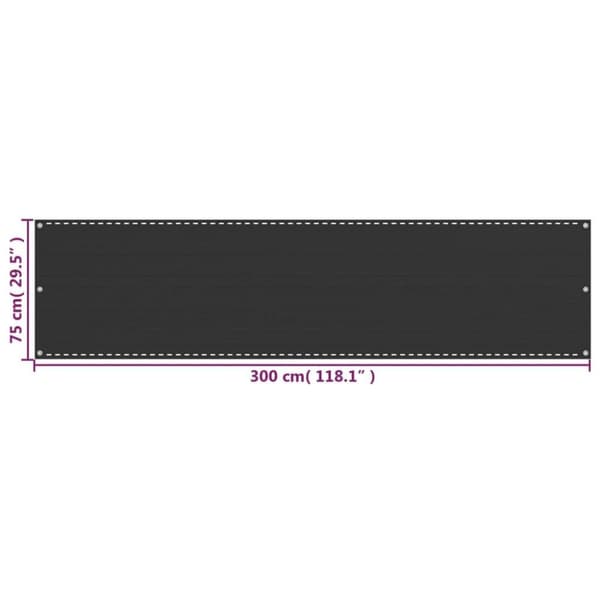 vidaXL Parvekkeen suoja antrasiitti 75x300 cm HDPE