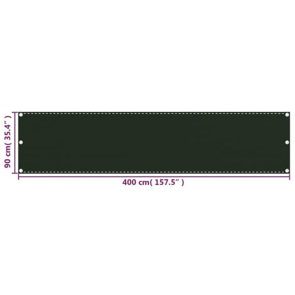 vidaXL Parvekkeen suoja tummanvihreä 90x400 cm HDPE