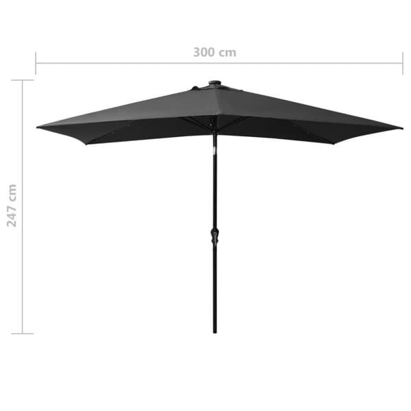 vidaXL parasol med stålstand og LED-lys 2x3 m antracitgrå