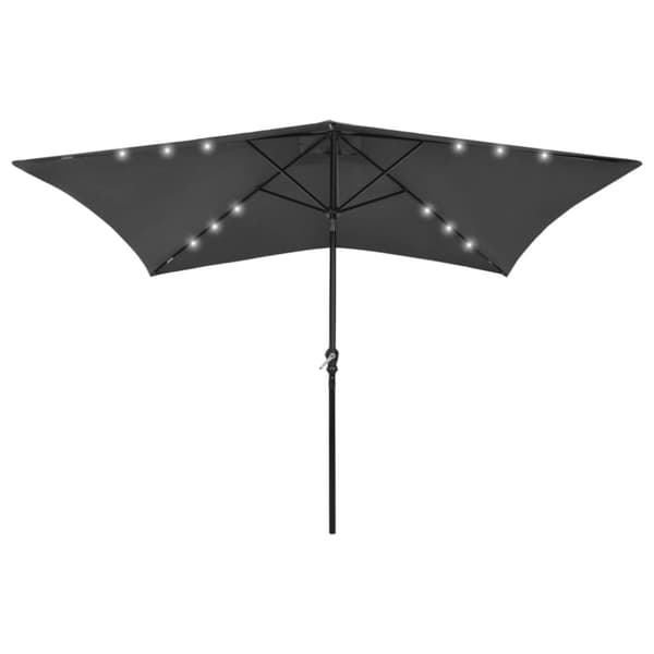 vidaXL parasol med stålstand og LED-lys 2x3 m antracitgrå
