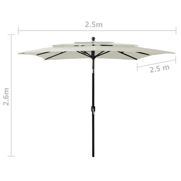 vidaXL 3-tasoinen Aurinkovarjo alumiinitolppa hiekka 2,5x2,5 m