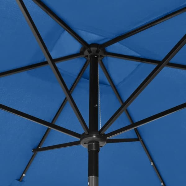 vidaXL Hageparasoll med LED og stålstang asurblå 2x3 m