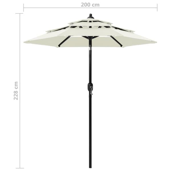 vidaXL parasol med aluminiumsstang i 3 niveauer 2 m sandfarvet